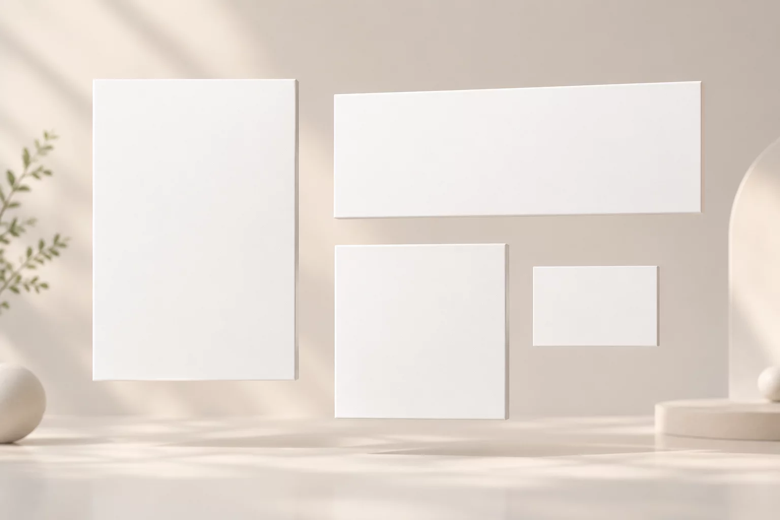 Four different layout proportions of the same visual design.